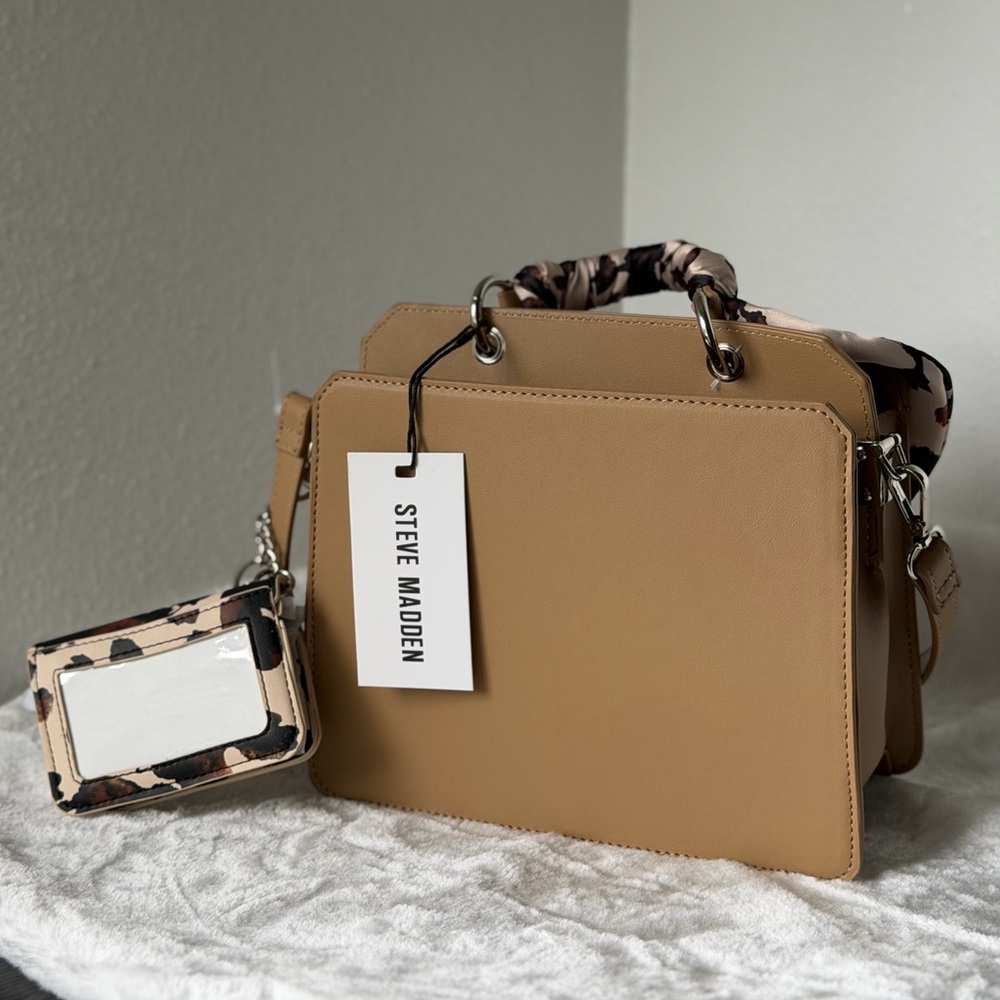 Steve Madden Bevelynn Satchel Western Cow Print Scarf Wallet tote crossbody Bag - Picture 6 of 10